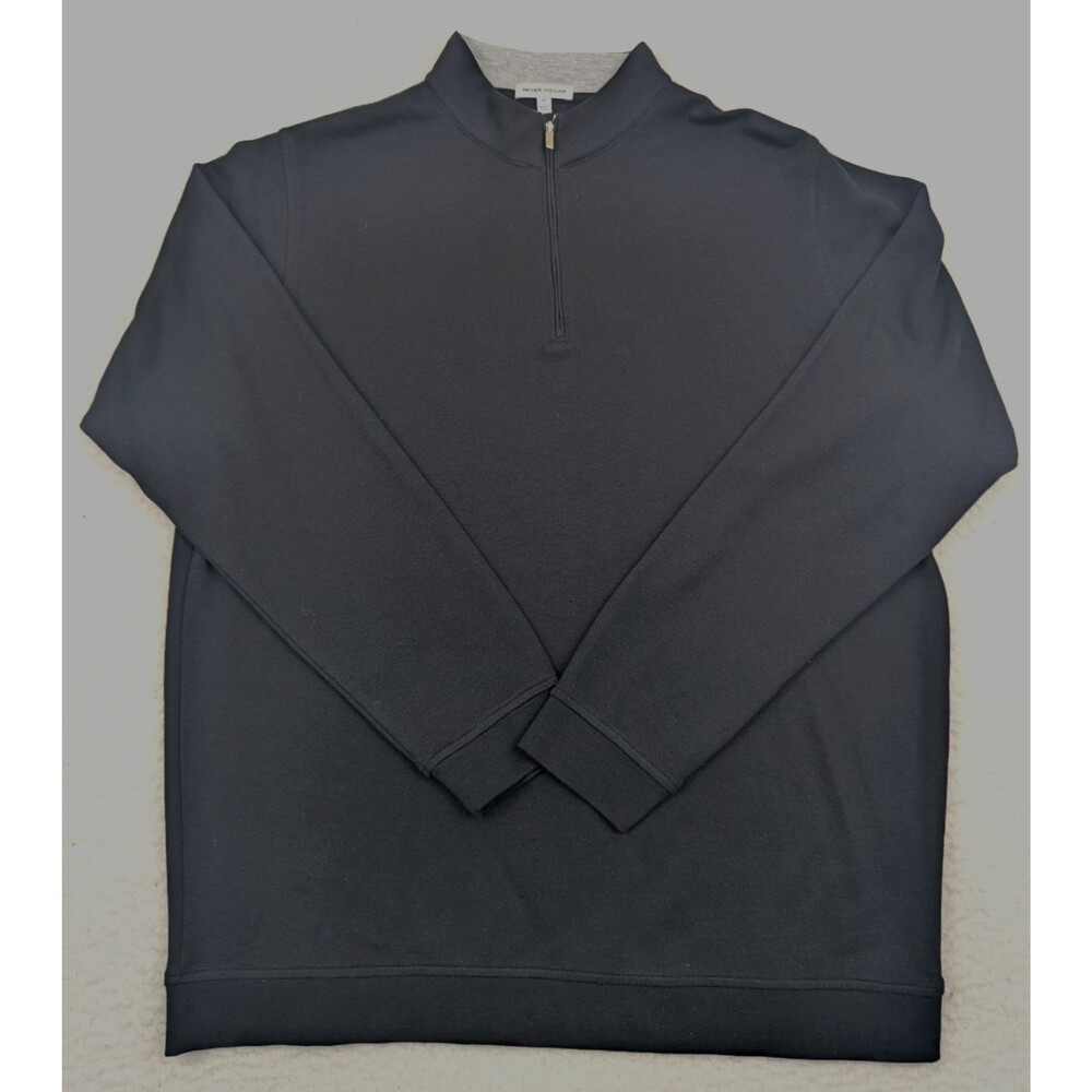 Peter Millar Crown Comfort Quarter Zip Pullover Mens XL Black Cotton Modal Golf